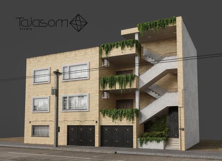 دانلود آبجکت ساختمان ایرانی آجری 