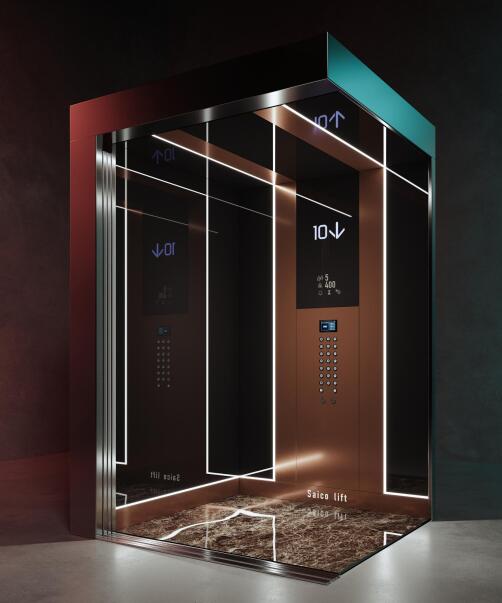 نمونه کابین آسانسور استیل 6 نفره طراحی شده