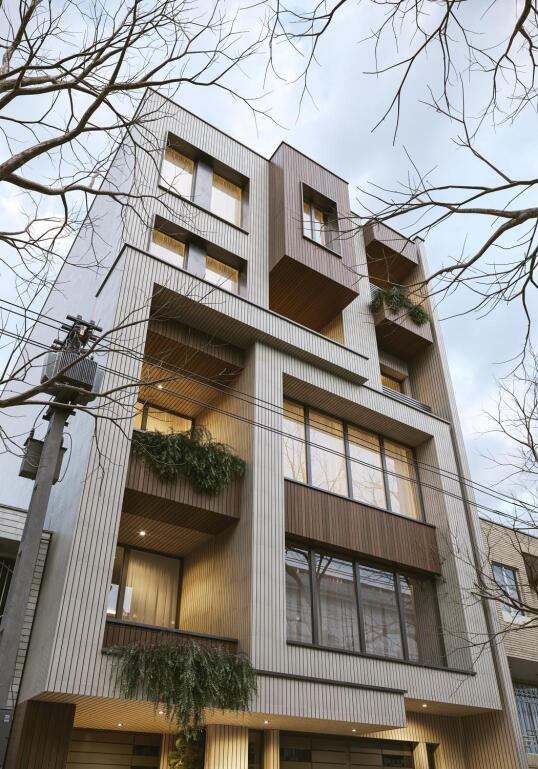 طرح تری دی مکس نمای ساختمان مدرن ترکیبی 