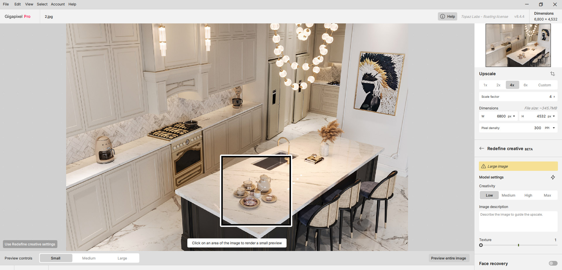 تصویر محیط نرمافزار Topaz AI برای حذف نویز و افزایش کیفیت عکس