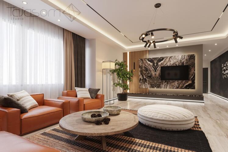 صحنه آماده نشیمن و پذیرایی برای دانلود در تری دی مکس