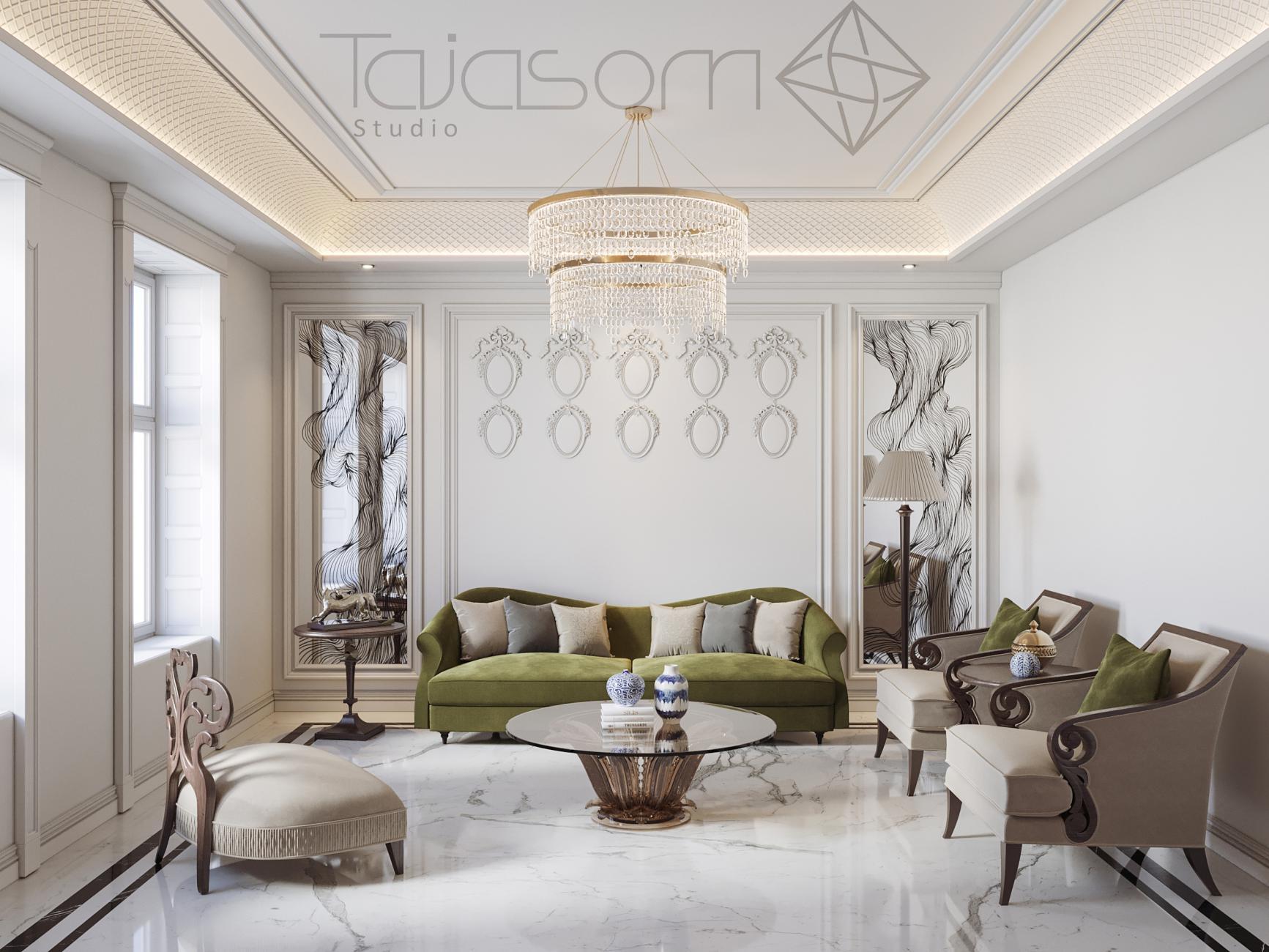  صحنه پذیرایی کلاسیک مناسب رندرهای معماری حرفه‌ای 