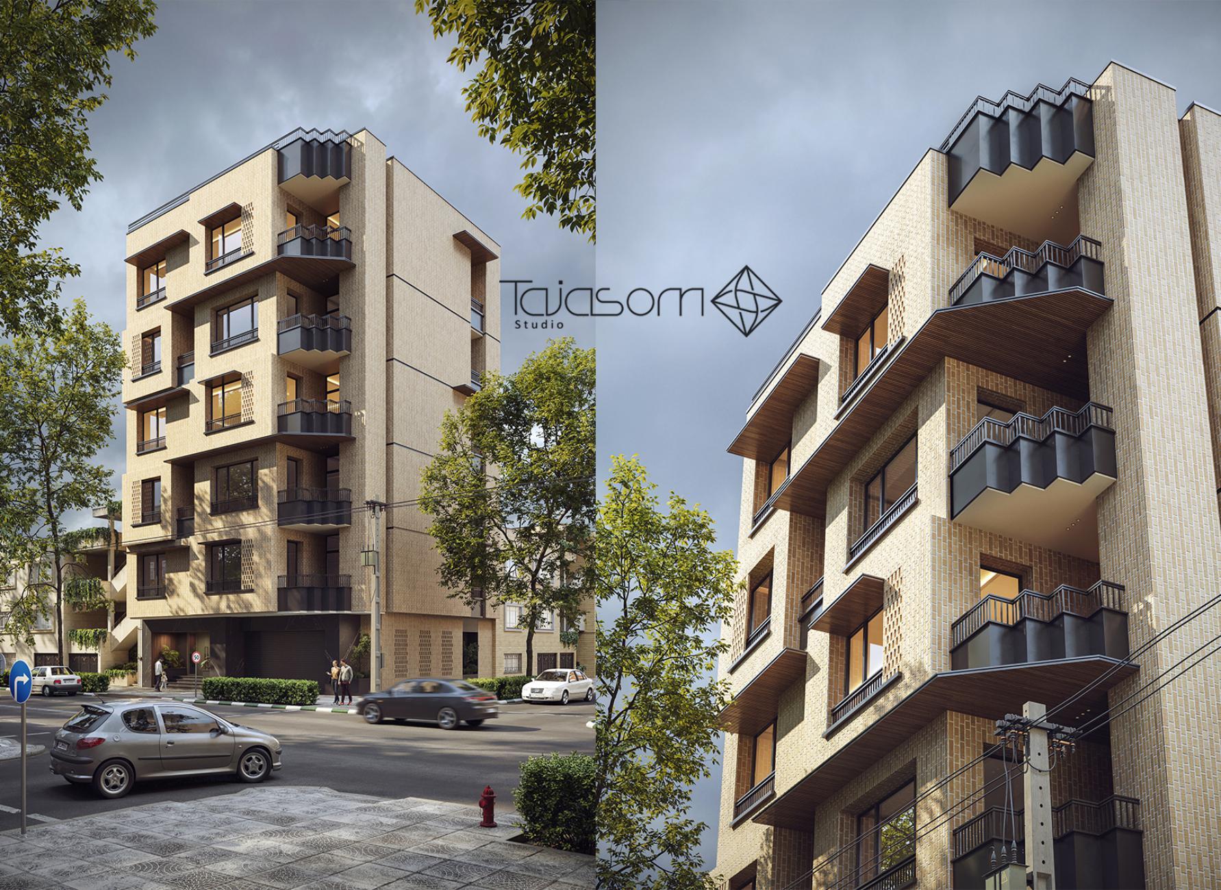  صحنه آماده نمای ساختمان آجری 