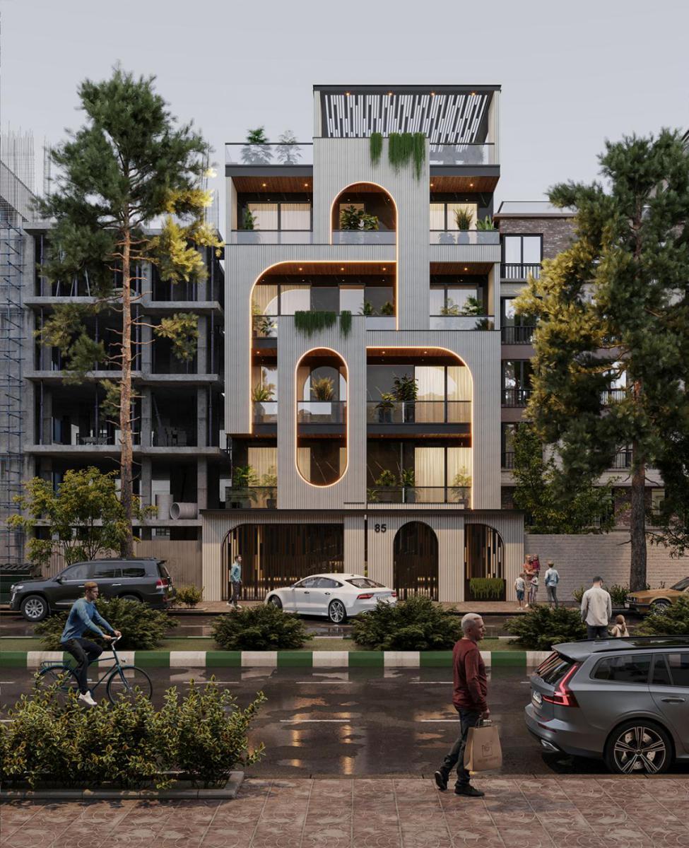 مدل آماده نمای ساختمان در تریدیمکس – صحنه مخصوص رندر نما با نور روز