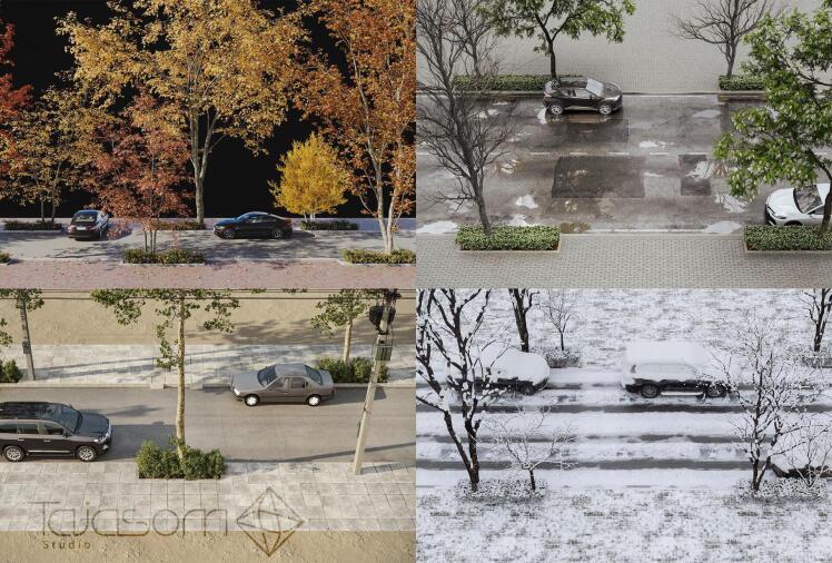 دانلود صحنه آماده خیابان تری دی مکس